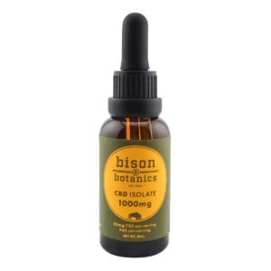 A Bison Botanics 1000mg CBD Isolate Oil, on a white background