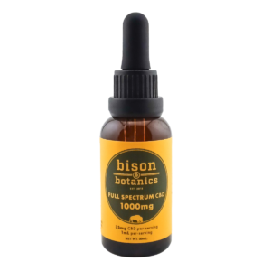 A Bison Botanics 1000mg Full Spectrum CBD Oil, on a white background