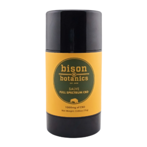 A medium Bison Botanics Full Spectrum CBD Salve Stick, on a white background